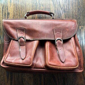 Vintage Handmade Brown Leather Briefcase